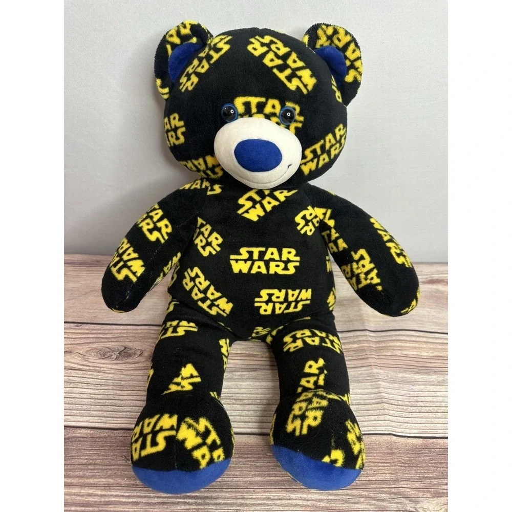 Build A Bear Star Wars Logo‎ Teddy Black Yellow Blue Plush 2016. Plays theme.